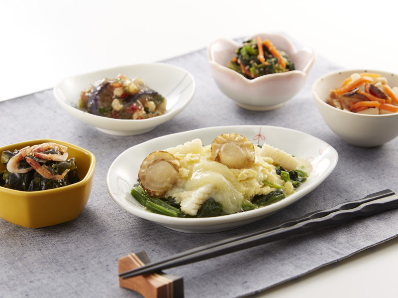 魚介と青菜のふわふわたまごチーズ